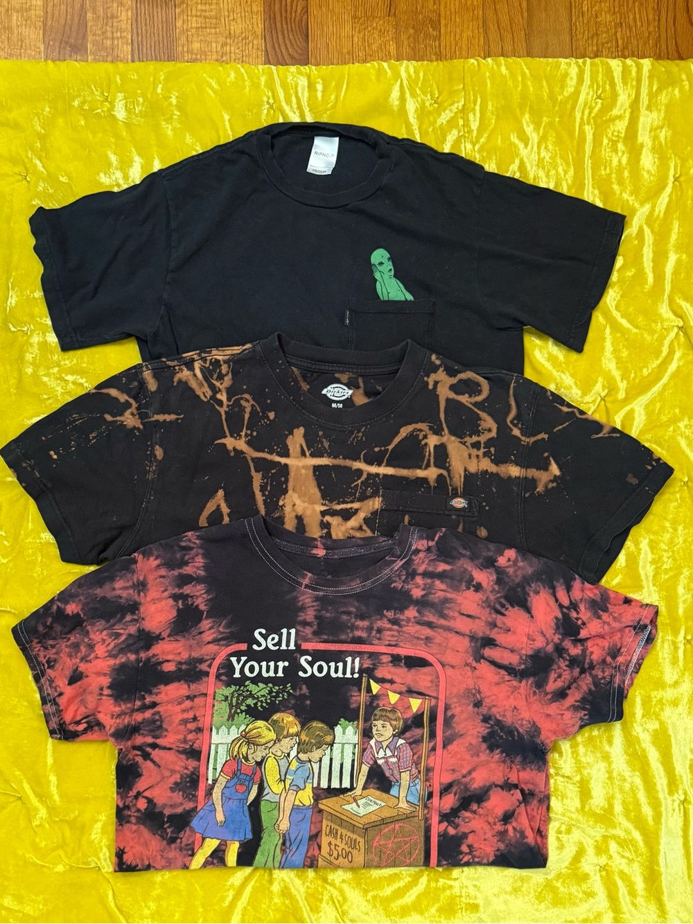 Men’s- SKATE T-SHIRT BUNDLE.  Dickies-RIPNDIP- Sell your soul children’s eco